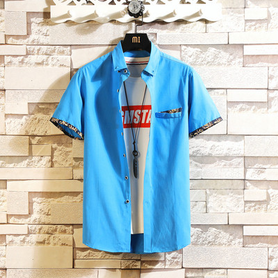 Stílusos férfi ing több színben zsebbel és rövid ujjal