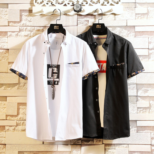 Stílusos férfi ing több színben zsebbel és rövid ujjal