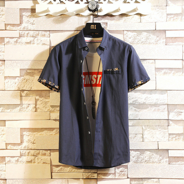 Stílusos férfi ing több színben zsebbel és rövid ujjal