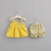 Κομψό παιδικό σετ  για κορίτσια  - αμάνικο και παντελόνι