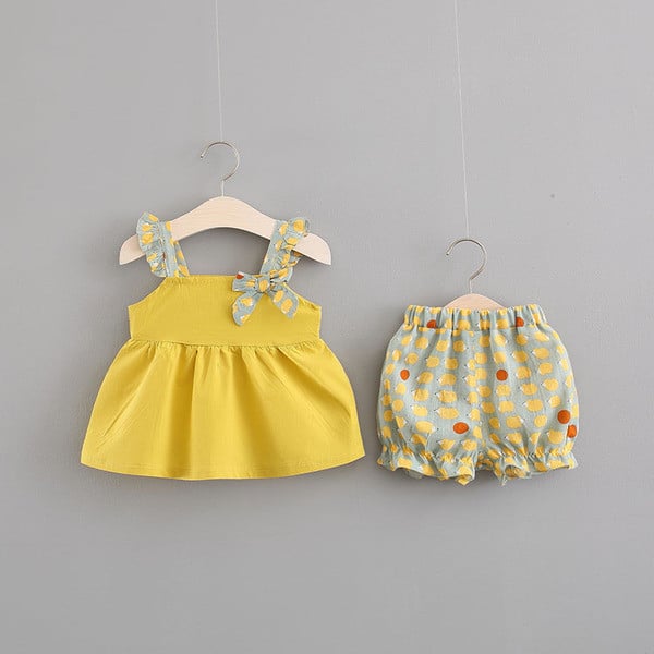 Κομψό παιδικό σετ  για κορίτσια  - αμάνικο και παντελόνι