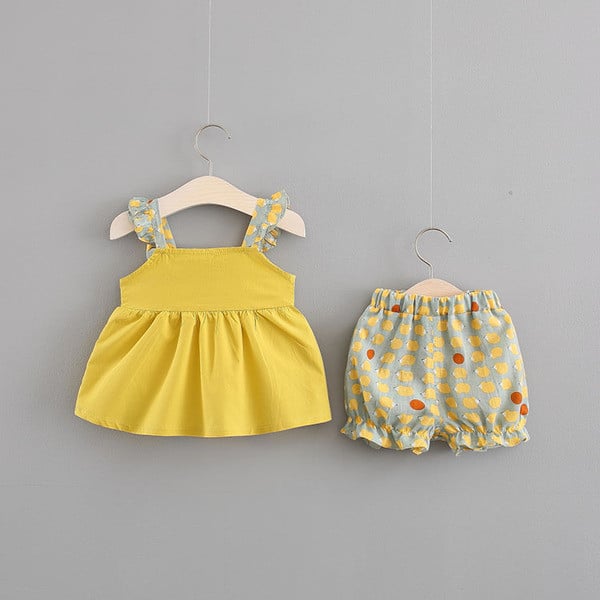 Κομψό παιδικό σετ  για κορίτσια  - αμάνικο και παντελόνι