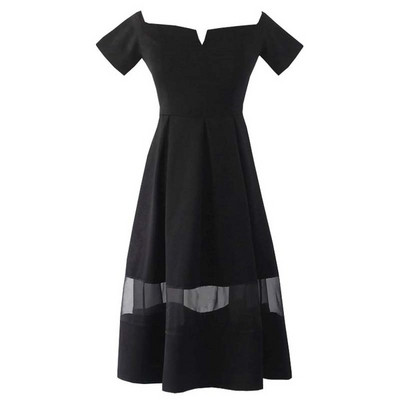 Stílusos női ruha csupasz váll fekete színben