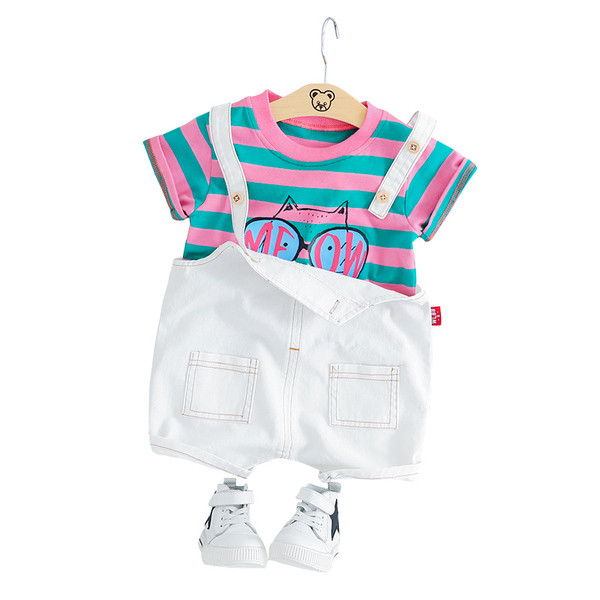 Új modell kétrészes overallból és blúzból álló gyerekszett lányoknak