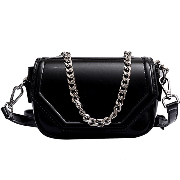 Geanta eleganta din piele lacuita in patru culori, cu manere scurte si lungi