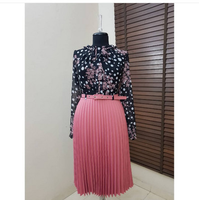 Rochie de dama eleganta cu curea in trei culori