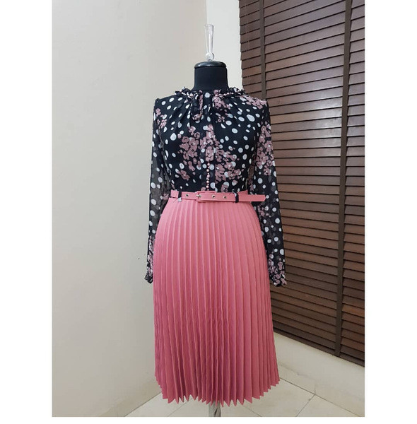 Rochie de dama eleganta cu curea in trei culori