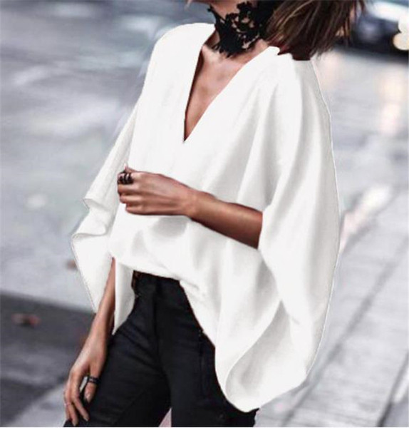 Stílusos női ing V-nyakú és széles ujjú három színben