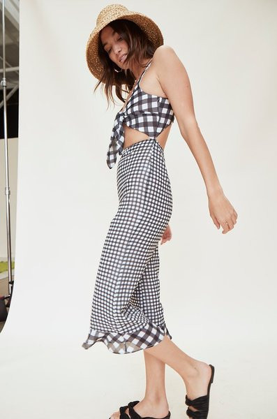 Set actual de damă în carouri din două părți în negru și roșu