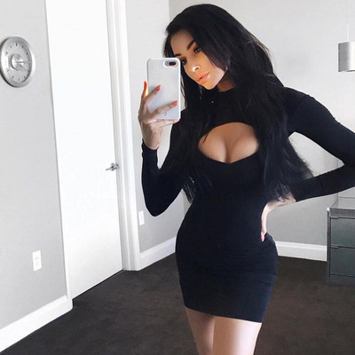 Κομψό γυναικείο φόρεμα με ψηλό γιακά σε διάφορα χρώματα