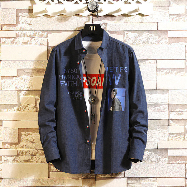 Férfi ing három színben rátéttel és feliratokkal