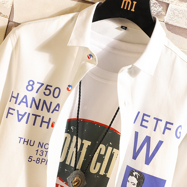 Férfi ing három színben rátéttel és feliratokkal