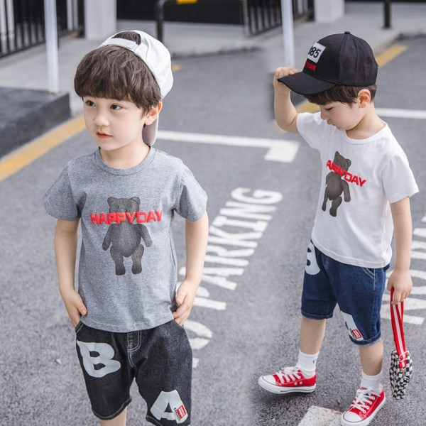 Modern, két részből álló gyerekkészlet szürke és fehér színben