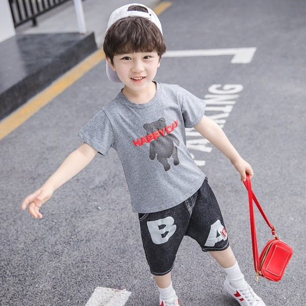 Modern, két részből álló gyerekkészlet szürke és fehér színben