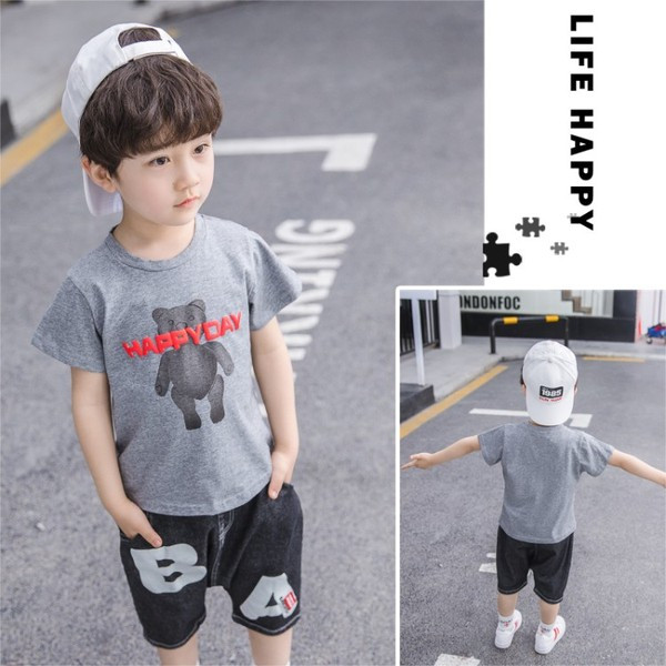 Modern, két részből álló gyerekkészlet szürke és fehér színben