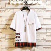 Modern férfi póló három színben zsebbel és feliratokkal