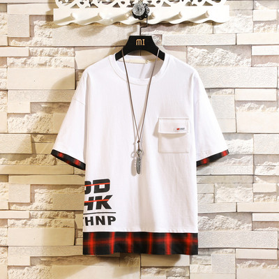 Modern férfi póló három színben zsebbel és feliratokkal