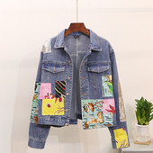 Új modell női farmerdzseki színes rátéttel