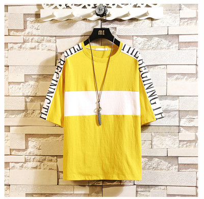 Alkalmi férfi póló feliratokkal és O-nyakú három színben