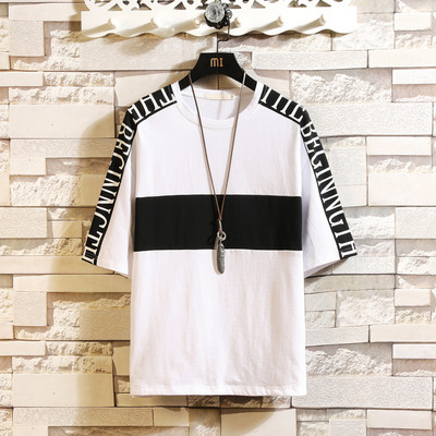 Alkalmi férfi póló feliratokkal és O-nyakú három színben