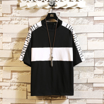 Alkalmi férfi póló feliratokkal és O-nyakú három színben