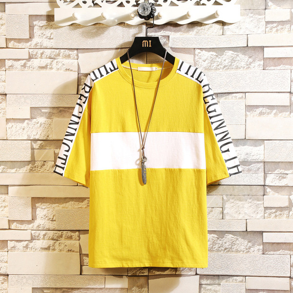 Alkalmi férfi póló feliratokkal és O-nyakú három színben