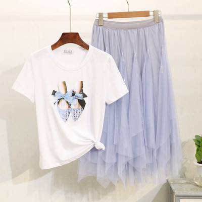 Modern női készlet két részből - póló és szoknya