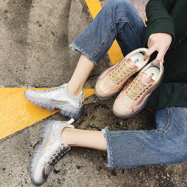 Καθημερινά  γυναικεία αθλητικά παπούτσια με παχιά σόλα σε δύο χρώματα