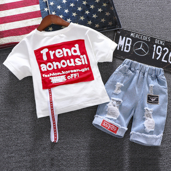 Két részből álló napi gyerek szett fiú nadrághoz és blúzhoz