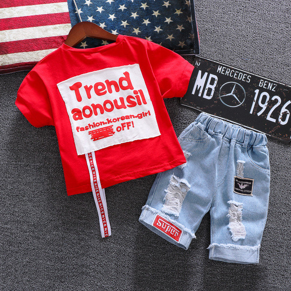 Két részből álló napi gyerek szett fiú nadrághoz és blúzhoz