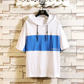 Férfi póló két színben kapucnival és nyakkendővel