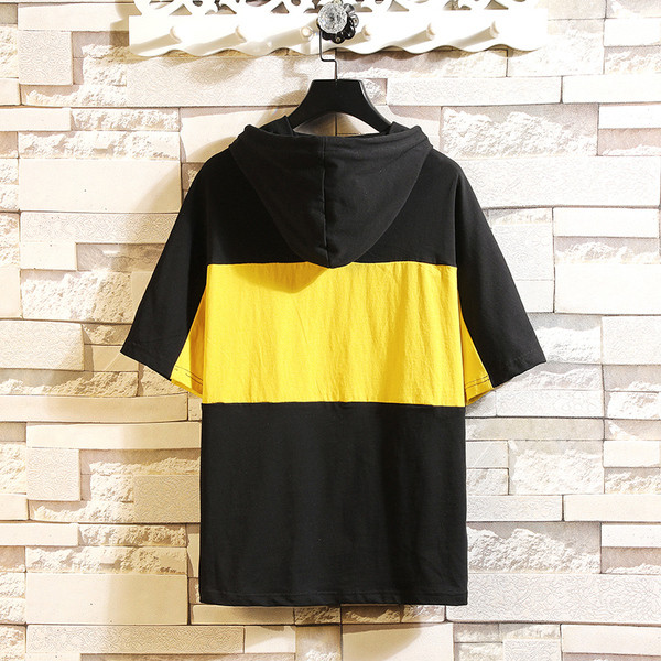 Férfi póló két színben kapucnival és nyakkendővel