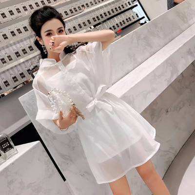 Modern női ruha gombokkal és széles ujjú három színben