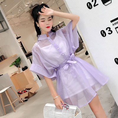 Modern női ruha gombokkal és széles ujjú három színben