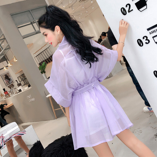 Modern női ruha gombokkal és széles ujjú három színben