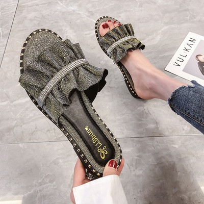 Női papucs kő elemmel, két színben