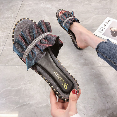 Női papucs kő elemmel, két színben