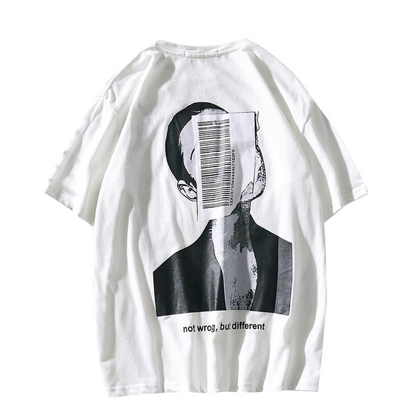 Modern férfi póló fehér és fekete színben, rátéttel