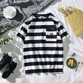 Férfi csíkos póló három színben zsebbel