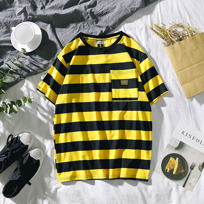 Férfi csíkos póló három színben zsebbel