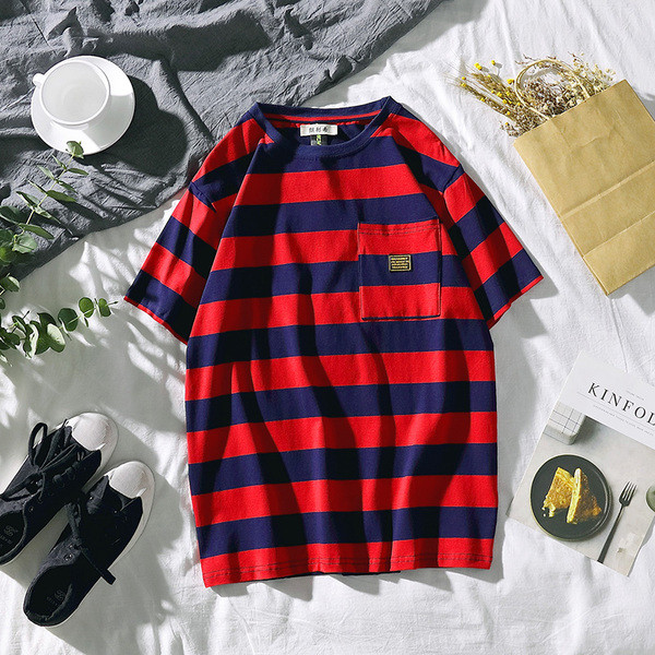 Férfi csíkos póló három színben zsebbel