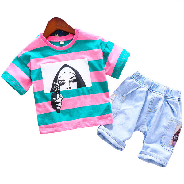 Két részből álló gyerek szett fiú farmerhez és blúzhoz