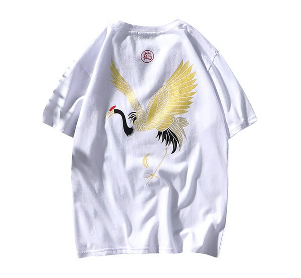 Modern férfi póló fekete-fehér színben, hímzéssel