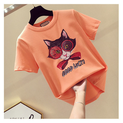 Καθημερινή γυναικεία t-shirt με εφαρμογή και επιγραφή σε διάφορα χρώματα