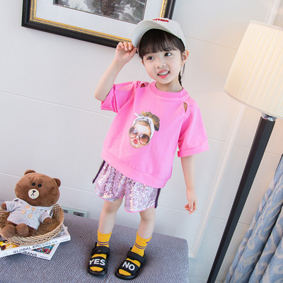 Gyerekkészlet lányoknak két színben, flitterekkel és rátéttel