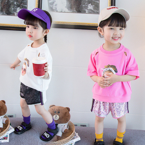 Gyerekkészlet lányoknak két színben, flitterekkel és rátéttel