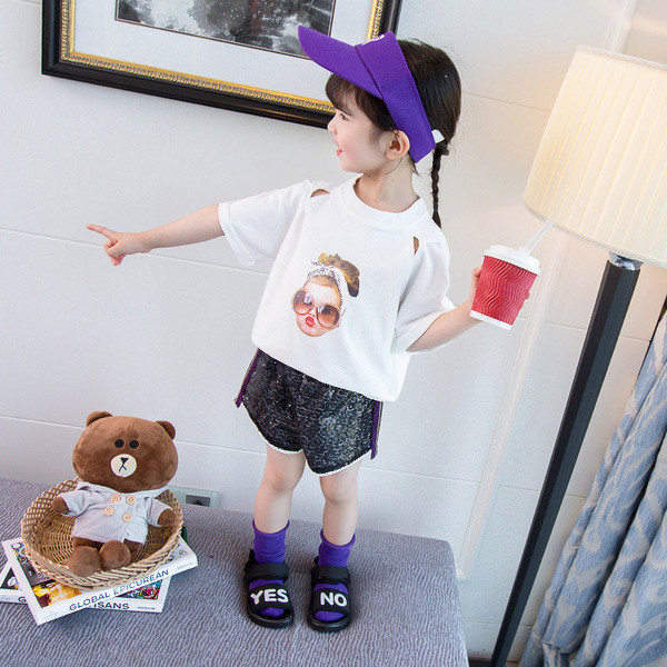 Gyerekkészlet lányoknak két színben, flitterekkel és rátéttel