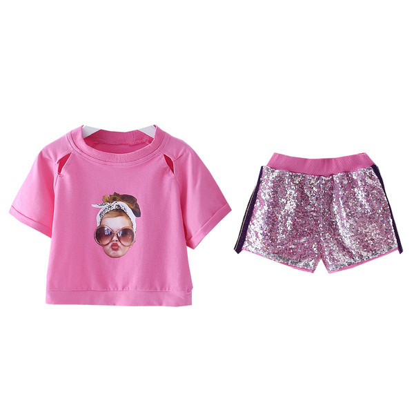 Gyerekkészlet lányoknak két színben, flitterekkel és rátéttel