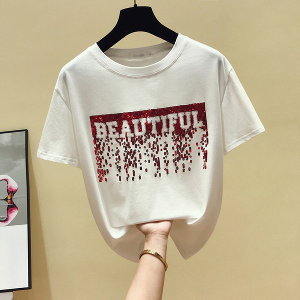 Καθημερινή γυναικεία μπλούζα με επιγραφές και πούλιες σε λευκό και μαύρο χρώμα