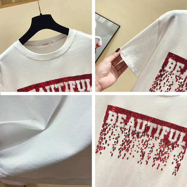 Καθημερινή γυναικεία μπλούζα με επιγραφές και πούλιες σε λευκό και μαύρο χρώμα